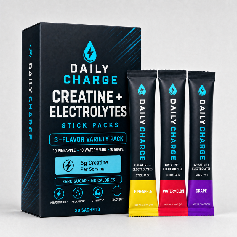 Daily Charge 3-Flavor Variety Pack Creatine + Electrolytes Stick Packs